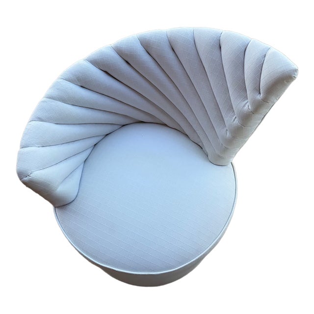 1980 White Shell Art Deco Style Swivel Chair For Sale