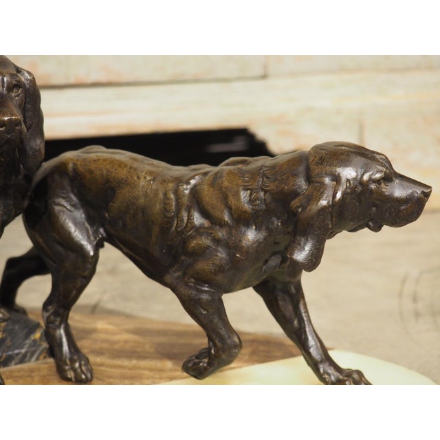 French A French 1930s Hunting Dog Group on Marble Base For Sale - Image 3 of 18