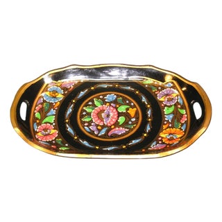 Tray Hand painted Paper mache Tole-Ware 1900-1940, Directoire Multi-Col For Sale