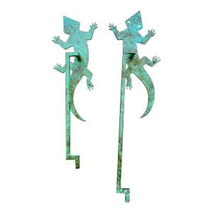Giant Welded Steel Lizard Gate Handles Modernist Verdis Mendoza Style