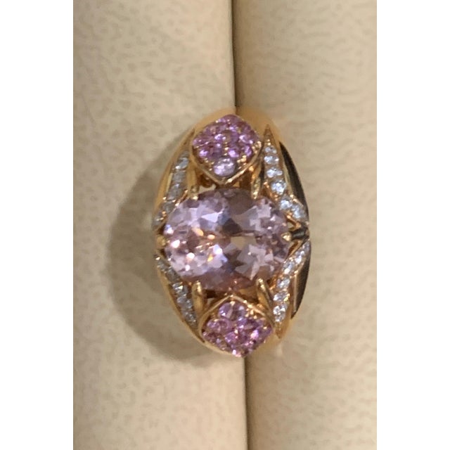 3.5 Carat Morganite and Diamond Cocktail Ring 18 Karat Rose Gold For Sale - Image 10 of 18