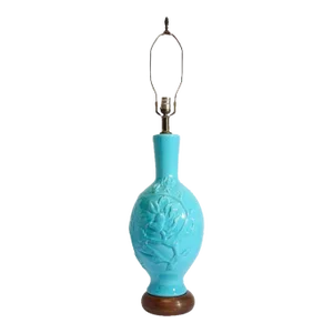 Vintage Asian Oriental Chinese Turquoise Ceramic Table Lamp