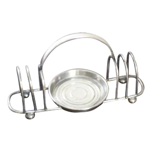 Early 20th Century Edwardian English Silverplate 6-Toast Bun Footed Toast Server