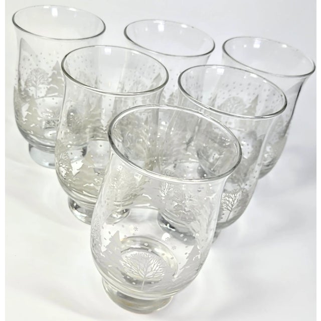 White Christmas Forest Glasses- Set of Six For Sale - Image 8 of 8