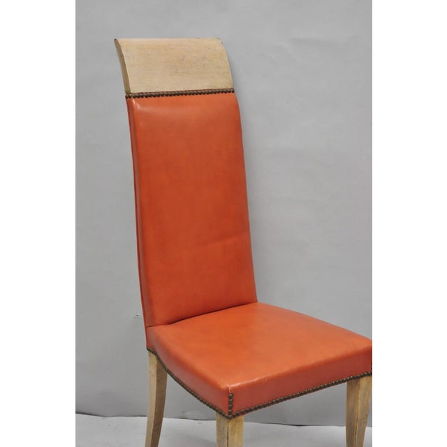 Vintage French Art Deco Gio Ponti Style High Back Pickled Wash Side Chair - Pair For Sale - Image 4 of 18