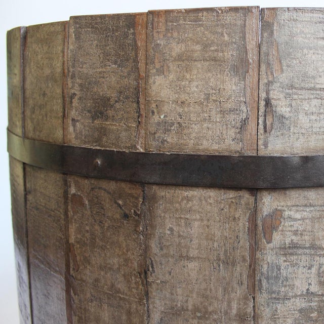Old Indian Wood Barrel For Sale - Image 4 of 5
