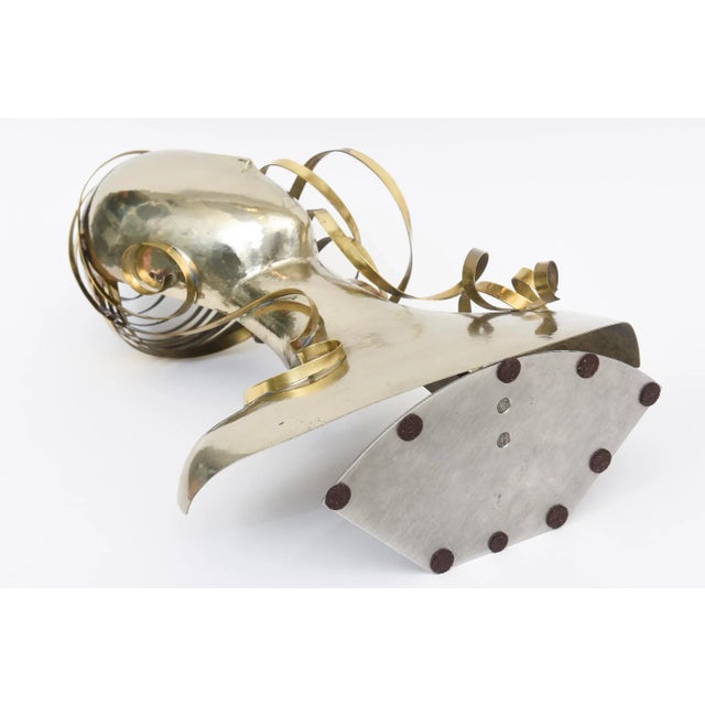 Vintage Signed Karl Schmidt Brass and Hammered Alpaca Silver Sculpture, Austria, 1980's For Sale - Image 12 of 12