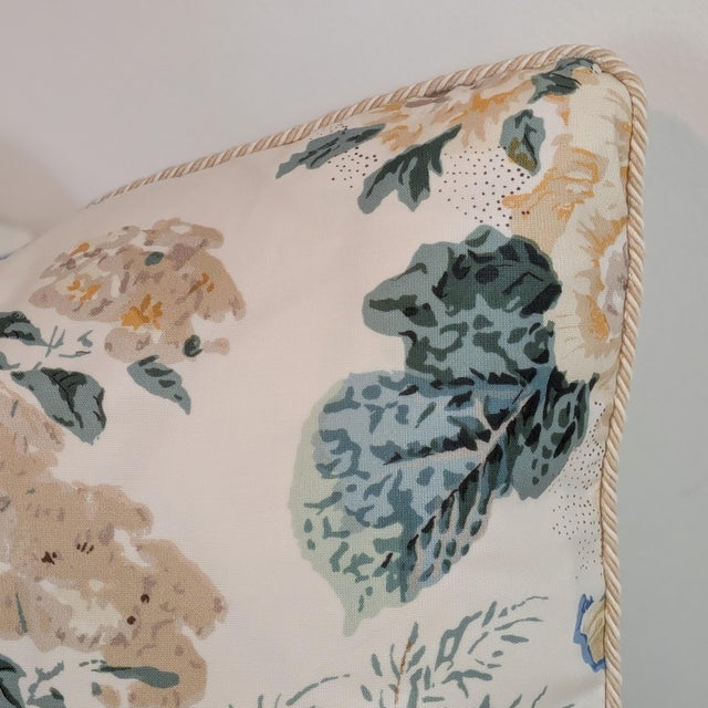 Lee Jofa Lee Jofa Althea Cotton Chintz 14x20" Lumbar Pillow in Citron With Cord - Single For Sale - Image 4 of 5