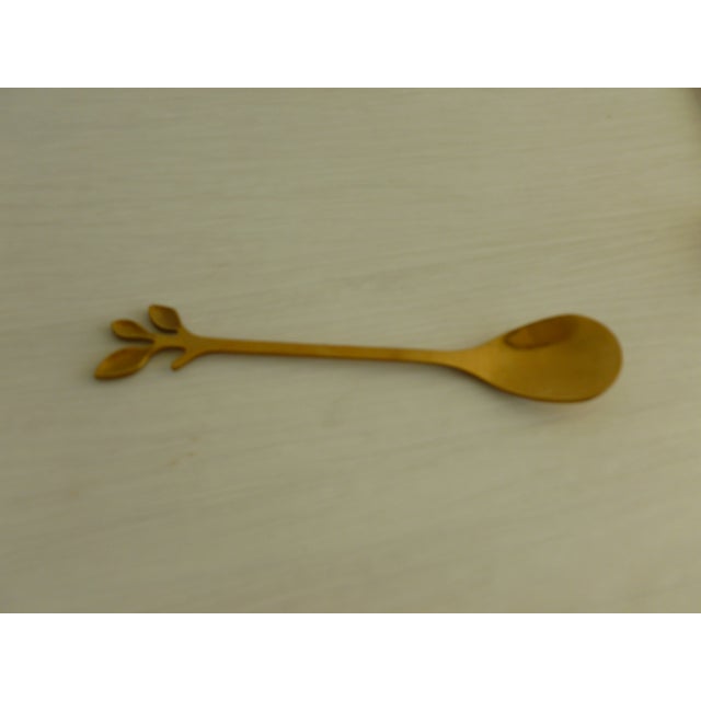 Vintage 1970's Brass Plated Metal Swan Vessel Bowl With !0 Serving Spoons For Sale - Image 12 of 17