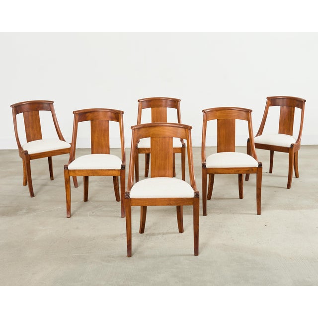 Set Six French Art Deco Gondola Dining Chairs For Sale - Image 14 of 18