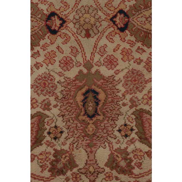 Beige Antique Arts & Crafts Rug in Beige With Pink Floral Patterns, From Rug & Kilim For Sale - Image 8 of 9