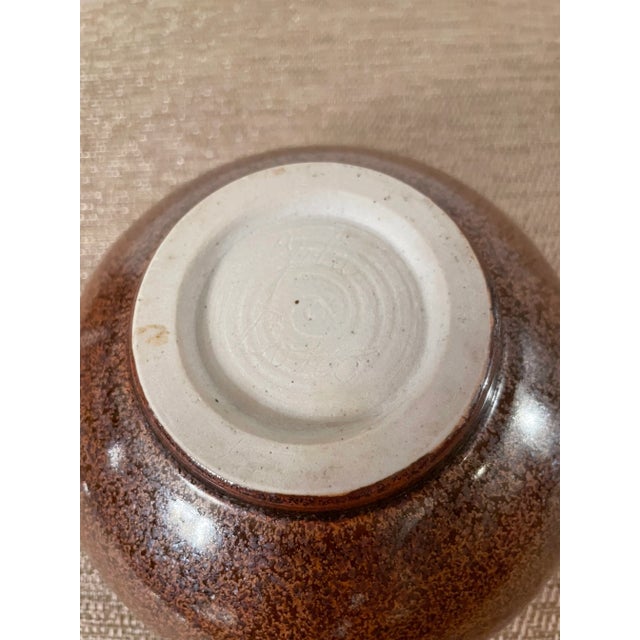 Mid-Century Modern Mid Century Modern Vintage Signed Studio Glazed Pottery Bowl For Sale - Image 3 of 12