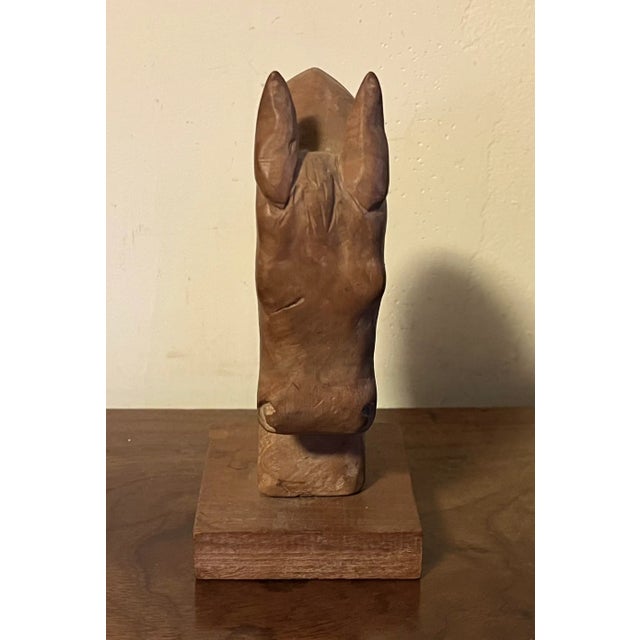 Wood American Art Deco Carved & Limed Wood Sculpture of a Horse Head Circa 1930 For Sale - Image 7 of 12