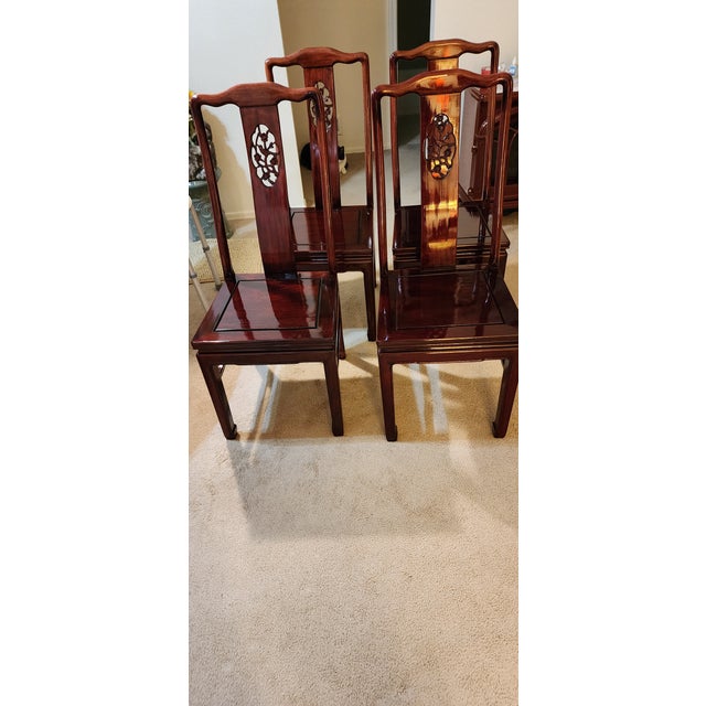 Wood Asian Rosewood Dining Room Set For Sale - Image 7 of 8