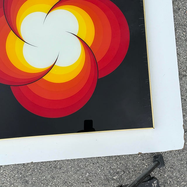 Black Large 1970's Floral Reverse Printed on Glass Wall Art by Turner. For Sale - Image 8 of 8