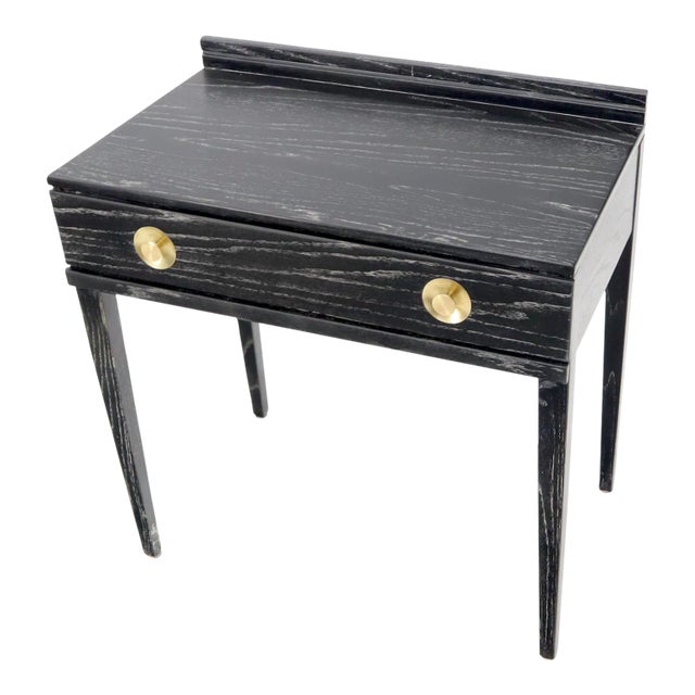 Cerused Oak Black and White Small One Drawer Console Writing Table Desk For Sale