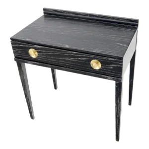 Cerused Oak Black and White Small One Drawer Console Writing Table Desk