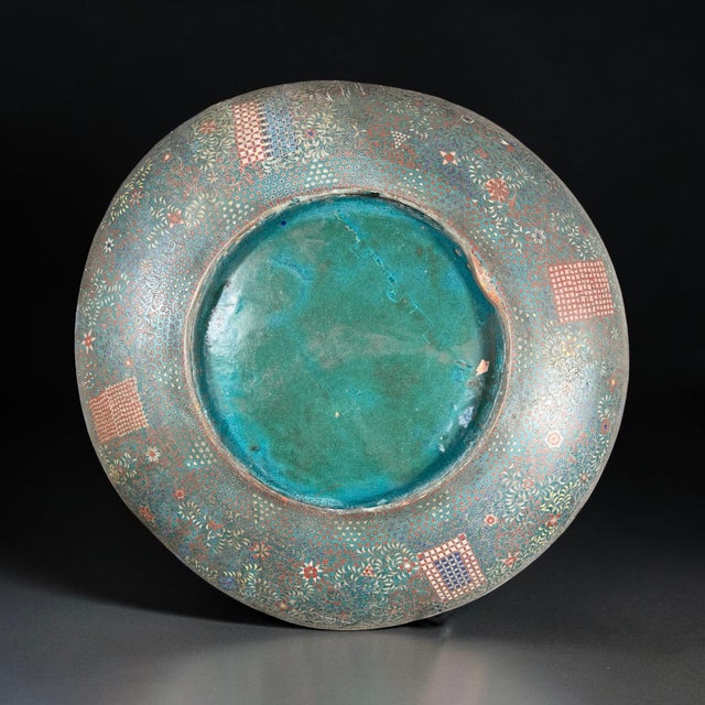 Japanese Cloisonné Charger with Pheasant and Chicks, Late 19th Century For Sale - Image 3 of 17