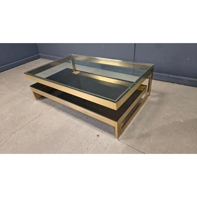 Gold Vintage 23kt Gold Layered Two-Tier Coffee Table from Belgochrom, 1970s For Sale - Image 8 of 12