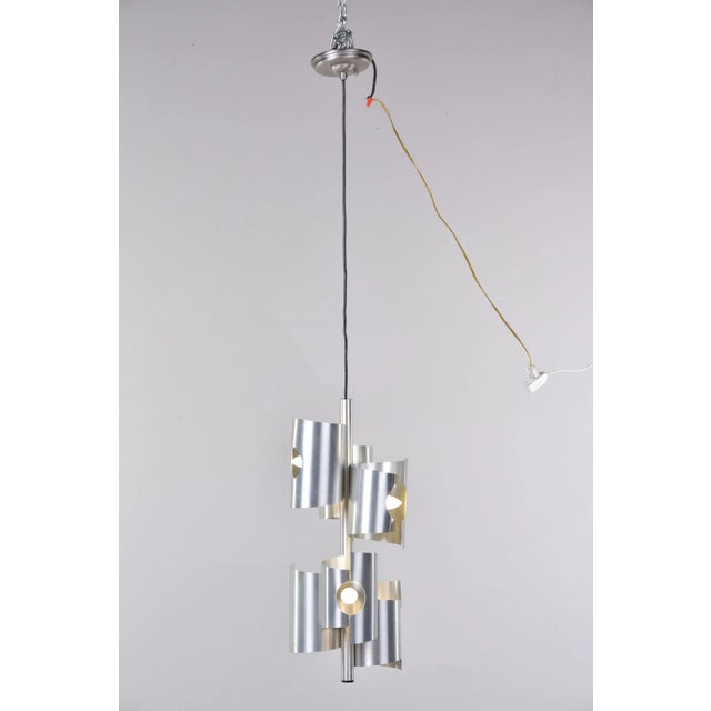 Mid Century Italian Aluminum 6 Light Fixture For Sale - Image 4 of 13