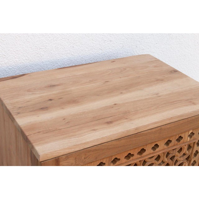 Wood Reclaimed Teak Geometric Jali Nightstand For Sale - Image 7 of 9