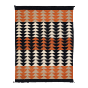 Modern Navajo Style Geometric Wool Rug Handmade Terracotta & Charcoal Flatweave
