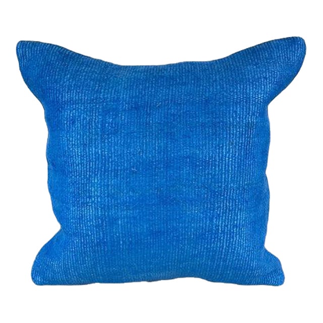 20 x 20 Hemp Pillow Turkish Cushion Natural Blue Pillow Cushion Cover For Sale