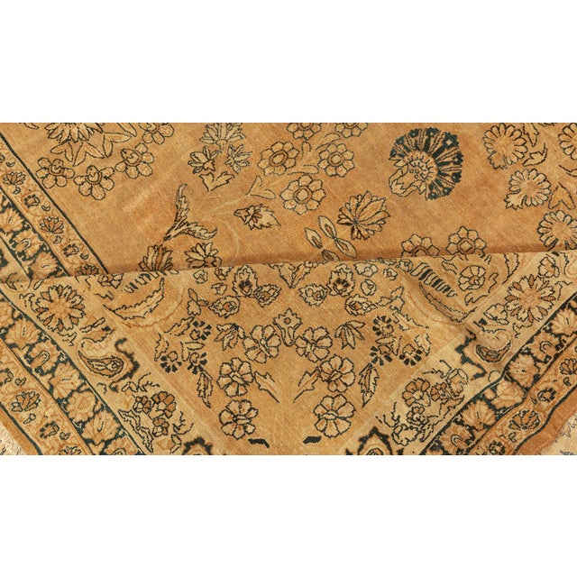 Textile Vintage Persian Kirman Camel Handwoven Wool Rug For Sale - Image 7 of 9