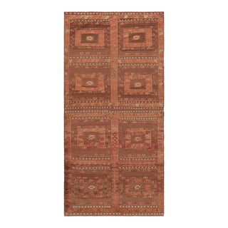 Vintage Afghan Tribal Kilim in Brown With Geometric Pattern by Rug & Kilim For Sale