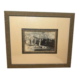 Antique Original 19th Century Framed Indian Dual Tiger Hunt Sepia Photographs For Sale