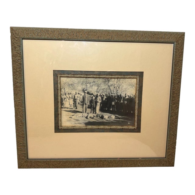 Antique Original 19th Century Framed Indian Dual Tiger Hunt Sepia Photographs For Sale