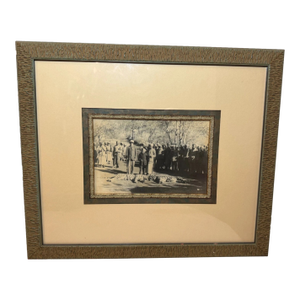 Antique Original 19th Century Framed Indian Dual Tiger Hunt Sepia Photographs