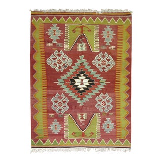 Vintage Turkish Kilim Throw Piece - 3'11" x 5'1" For Sale