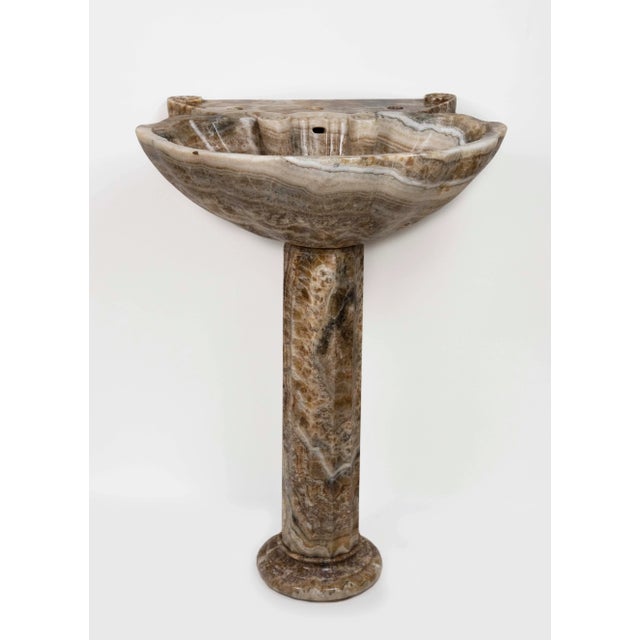 Early 21st Century Sherle Wagner Brown Onyx Shell Pedestal Sink For Sale - Image 5 of 5