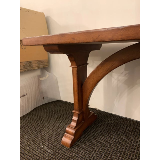 Late 20th Century Arts & Crafts Style Arched Trestle Console For Sale - Image 4 of 10