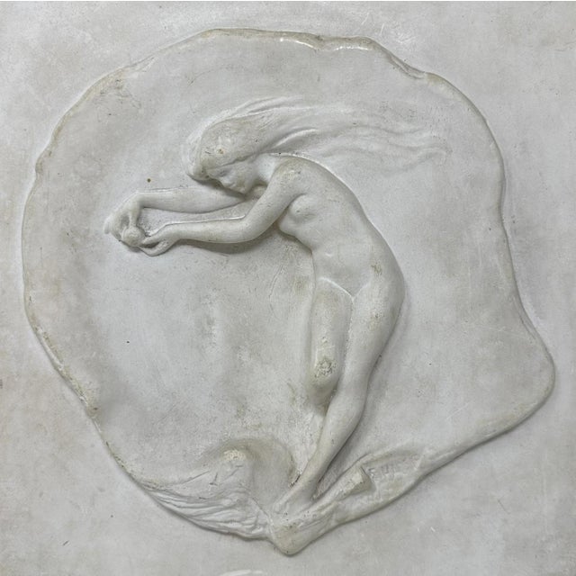 Art Nouveau Antique Porcelain Ceramic Wall Plaque Emmeline Harris Female Nude Art Nouveau For Sale - Image 3 of 7