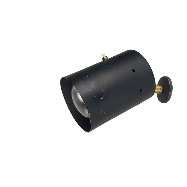 Black Italian Black Aluminum & Brass Adjustable Spot Lights, 1950s, Set of 2 For Sale - Image 8 of 12