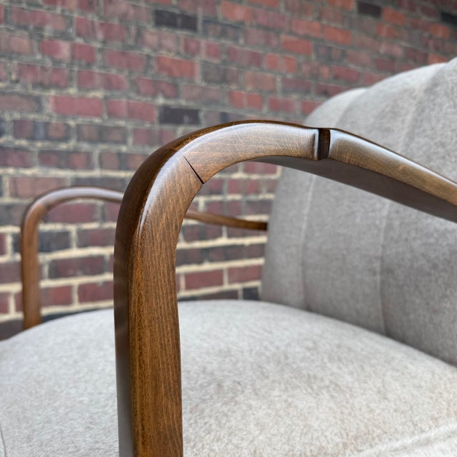 Pair of Restored European Modern Lounge Chairs in Teddy Mohair Style Fabric For Sale - Image 12 of 12