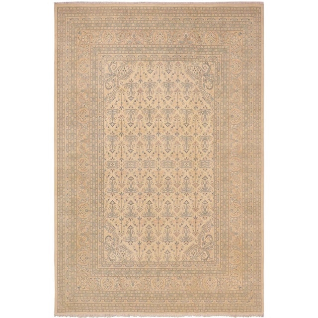 Beige Boho Chic Beige/Blue Wool Rug - 9'3'' X 12'2'' For Sale - Image 8 of 10