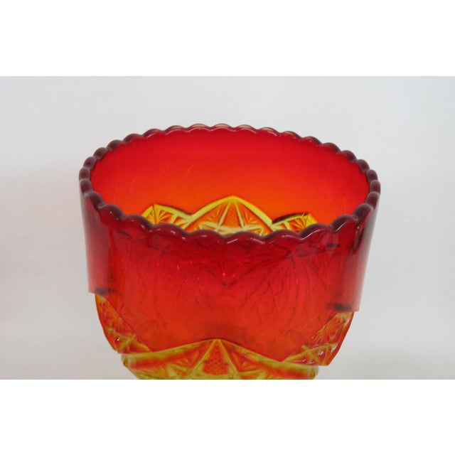 Mid 20th Century Viking Glass Amberina Yesteryear Star Footed Compote Goblet Cadmium Glow 5877b For Sale - Image 5 of 14