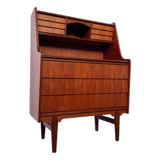 Mid-Century Danish Teak Bureau with Pull-Out Desk and Drawers, 1960s For Sale