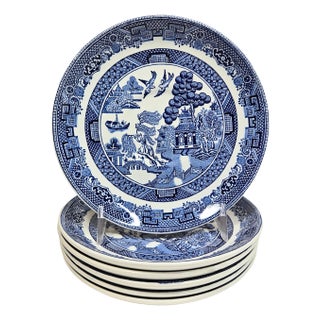 Johnson Brothers Blue Willow Saucers- Set of Six For Sale