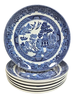 Johnson Brothers Blue Willow Saucers- Set of Six