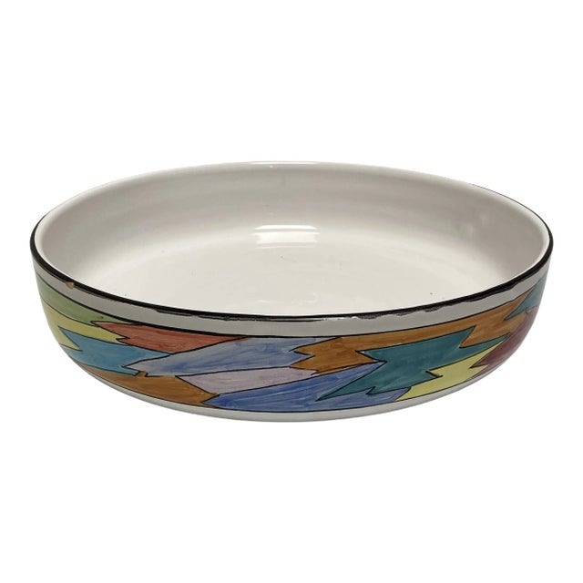 Vintage Italian l'Antica DI DeZutq Italian Pottery Serving Bowl For Sale