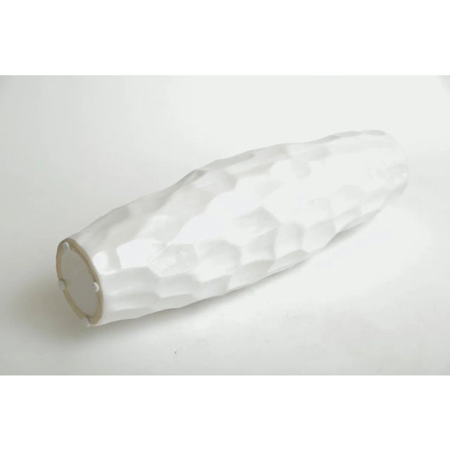 White Vintage Italian White Ceramic Textural Vase or Vessel, 1980's For Sale - Image 8 of 10