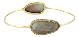 Ippolita Pebble 18k Yellow Gold Pave Diamonds & Mother of Pearl Bangle