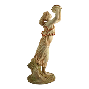 English Royal Worcester Porcelain Figure of Classical Woman & Tambourine C1890