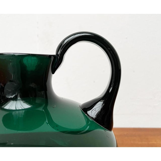 Art Deco German Green Glass Jug by Prof. Bruno Mauder for Zwiesel Theresienthal, 1930s For Sale - Image 5 of 15