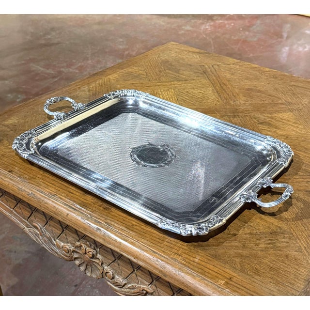 French 19th Century French Louis XVI Silvered Bronze Serving Tray For Sale - Image 3 of 8