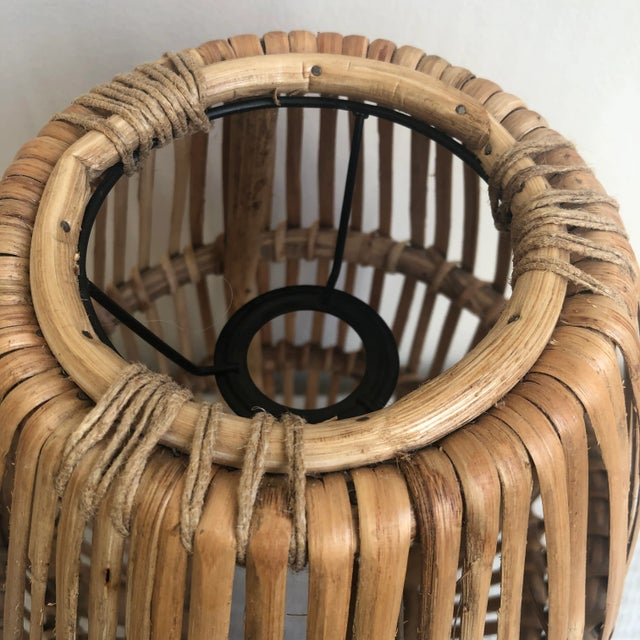 Vintage Boho Rattan Pendant Light Shade For Sale - Image 9 of 11